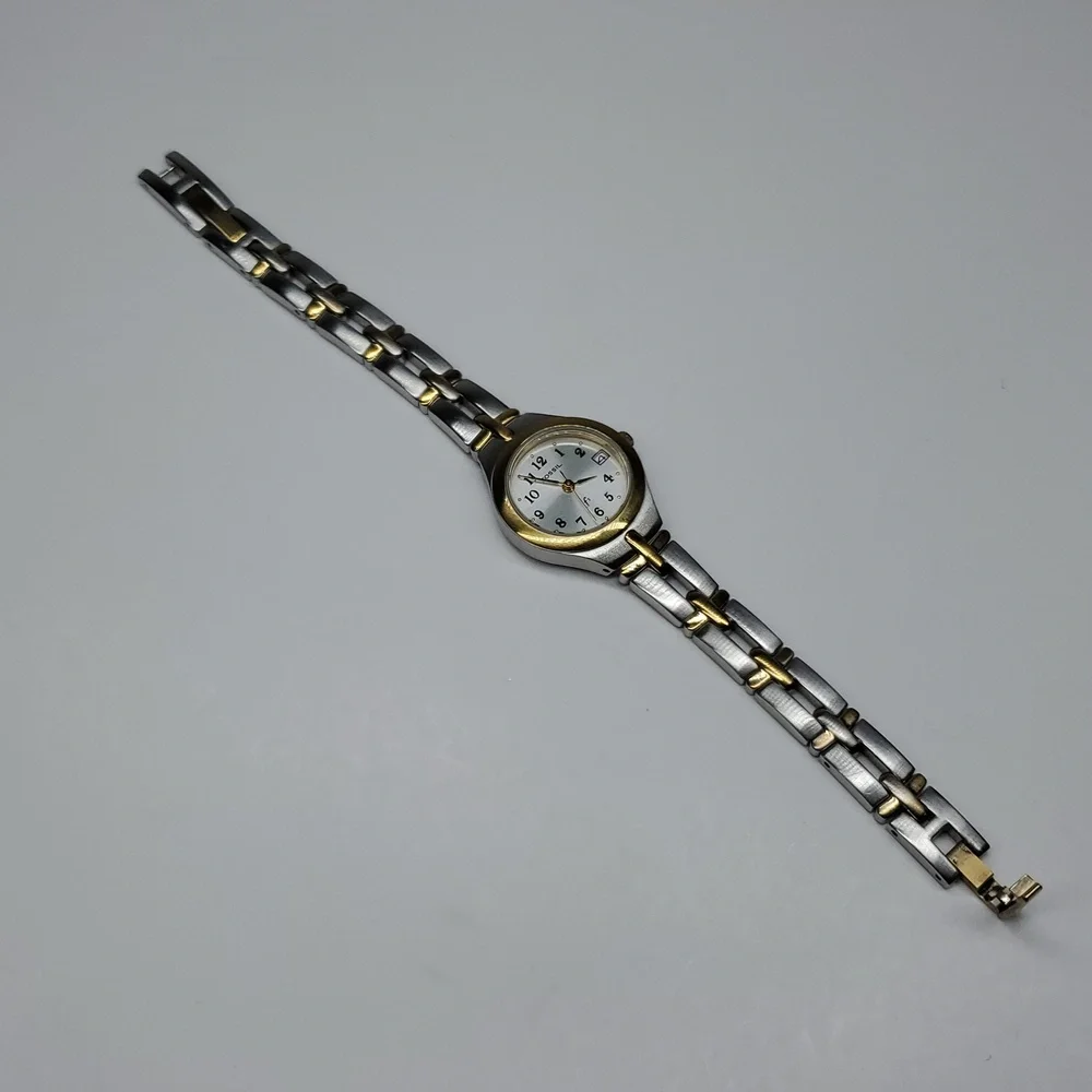 Vintage Fossil F² Watch ES9439 Two Tone Gold Silver Stainless Steel Gold